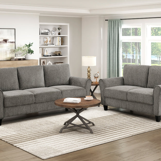 Homelegance 9209NFPT Ellery Brown Chenille Sofa Loveseat Set