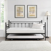 Milton 7620 Victorian Style Black Metal Day Bed w/ Twin Trundle