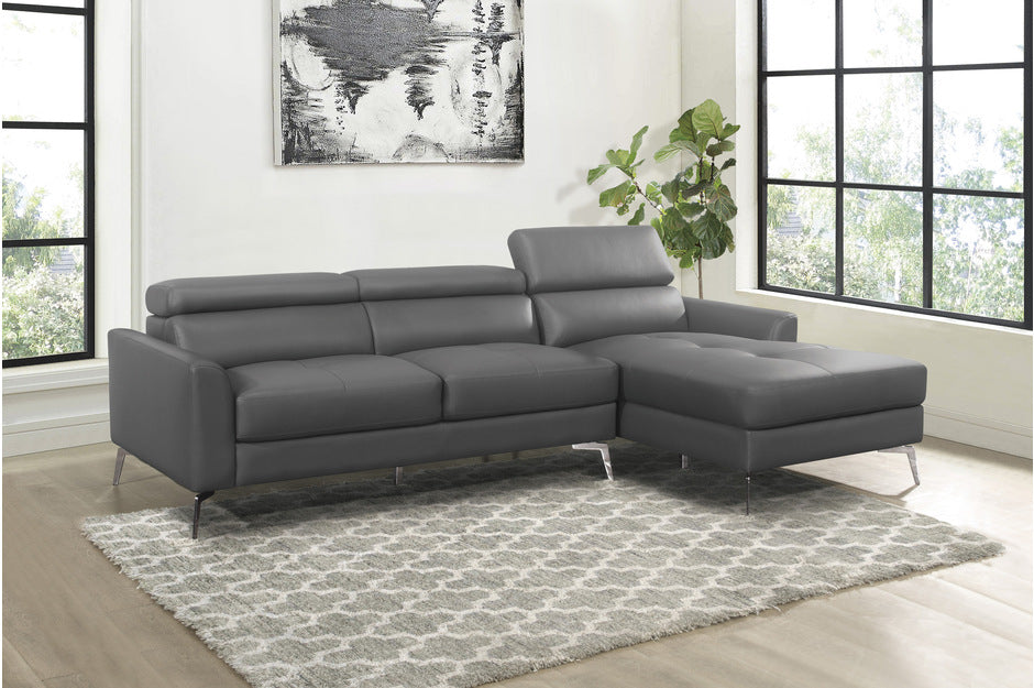 Homelegance 9408DGY Ashland Grey Genuine Leather Match Sofa Chaise
