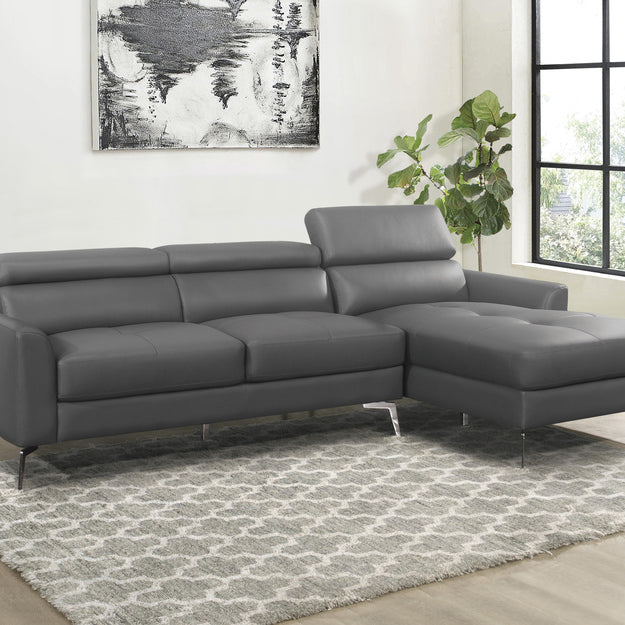 Homelegance 9408DGY Ashland Grey Genuine Leather Match Sofa Chaise