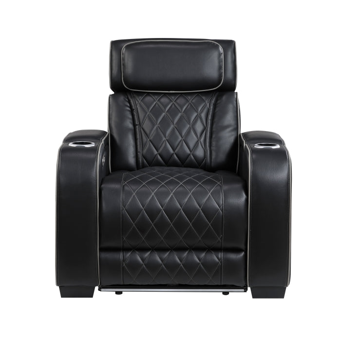 Homelegance 9516BLK-1PWH Fairway Black Power Reclining Chair w/ Power Headrest