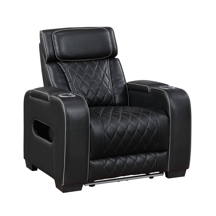 Homelegance 9516BLK-1PWH Fairway Black Power Reclining Chair w/ Power Headrest