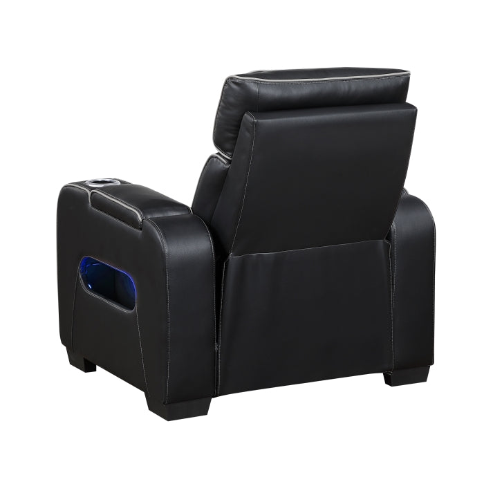 Homelegance 9516BLK-1PWH Fairway Black Power Reclining Chair w/ Power Headrest
