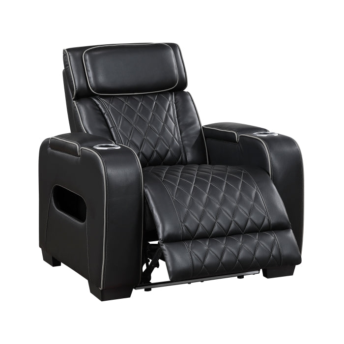 Homelegance 9516BLK-1PWH Fairway Black Power Reclining Chair w/ Power Headrest
