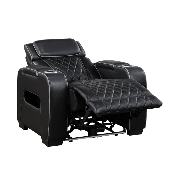 Homelegance 9516BLK-1PWH Fairway Black Power Reclining Chair w/ Power Headrest