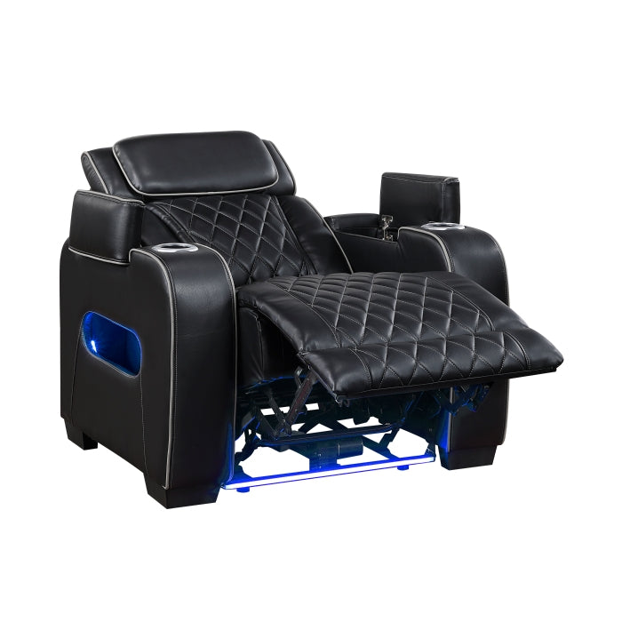 Homelegance 9516BLK-1PWH Fairway Black Power Reclining Chair w/ Power Headrest