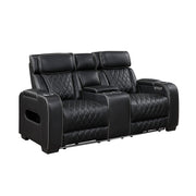 Homelegance 9516BLK-2PWH Fairway Black Power Double Reclining Love Seat with Center Console