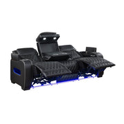 Homelegance 9516BLK-3PWH Fairway Black Power Double Reclining Sofa with Center Drop Down