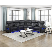 Homelegance 9516BLKS*32LCN2RCNPWH Fairway Black 3-Piece Power Reclining Sectional with Consoles