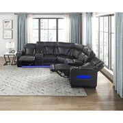 Homelegance 9516BLKS*32LCN2RCNPWH Fairway Black 3-Piece Power Reclining Sectional with Consoles
