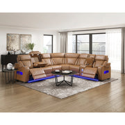Homelegance 9516BRWS*33L2RCNPWH Fairway Brown 3-Piece Power Reclining Sectional