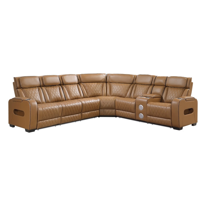 Homelegance 9516BRWS*33L2RCNPWH Fairway Brown 3-Piece Power Reclining Sectional