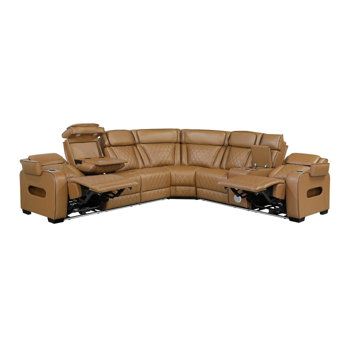 Homelegance 9516BRWS*33L2RCNPWH Fairway Brown 3-Piece Power Reclining Sectional
