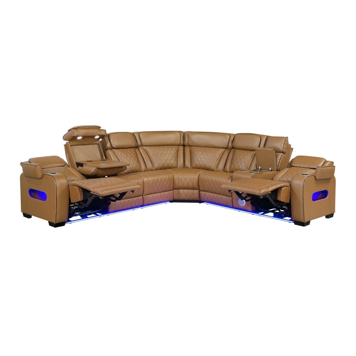 Homelegance 9516BRWS*33L2RCNPWH Fairway Brown 3-Piece Power Reclining Sectional