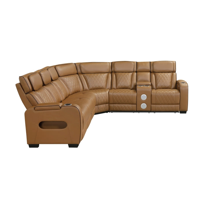 Homelegance 9516BRWS*33L2RCNPWH Fairway Brown 3-Piece Power Reclining Sectional
