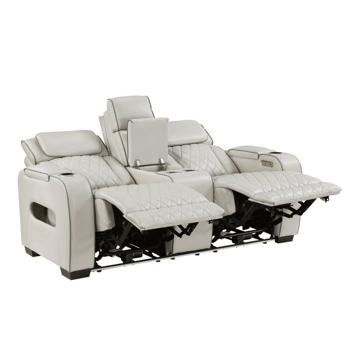 Homelegance 9516TPE-2PWH Fairway White Power Double Reclining Love Seat with Center Console