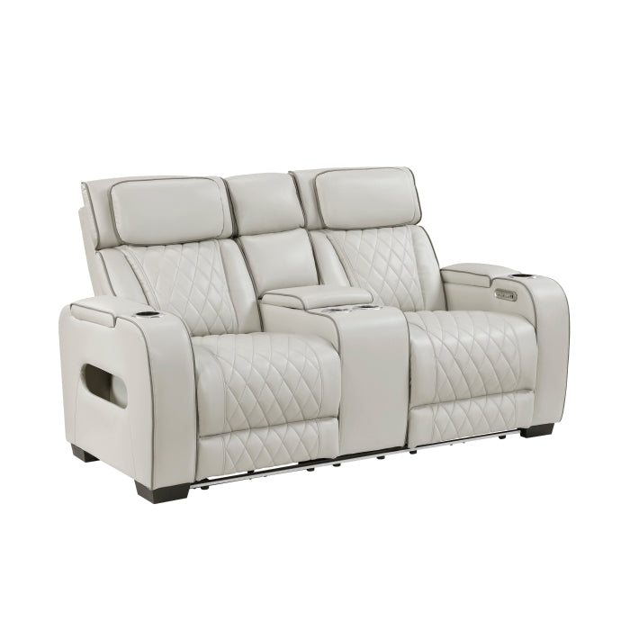 Homelegance 9516TPE-2PWH Fairway White Power Double Reclining Love Seat with Center Console