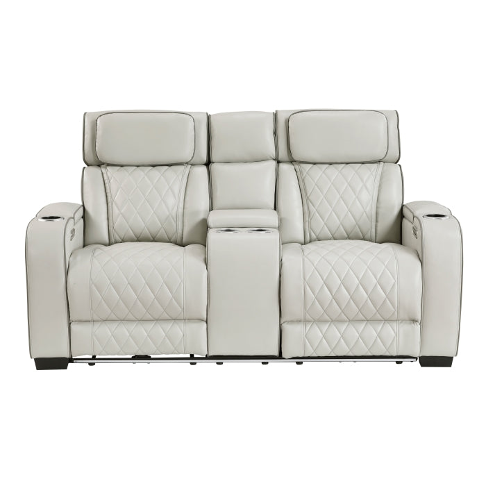 Homelegance 9516TPE-2PWH Fairway White Power Double Reclining Love Seat with Center Console