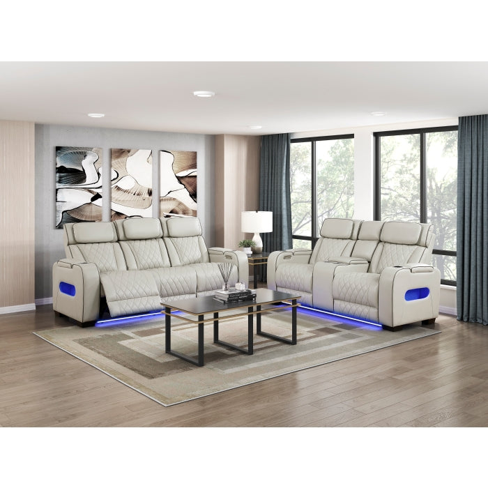Homelegance 9516TPE-2PWH Fairway White Power Double Reclining Love Seat with Center Console