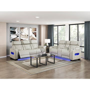 Homelegance 9516TPE-3PWH Fairway White Power Double Reclining Sofa with Center Drop Down
