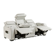 Homelegance 9516TPE-3PWH Fairway White Power Double Reclining Sofa with Center Drop Down