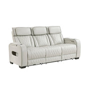 Homelegance 9516TPE-3PWH Fairway White Power Double Reclining Sofa with Center Drop Down