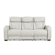 Homelegance 9516TPE-3PWH Fairway White Power Double Reclining Sofa with Center Drop Down