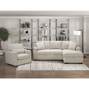 Homelegance 9630BE*22LRC Pompano Beige Pull Out Sofa Chaise w/ Right Side Facing Chaise & Side Shelf Storage
