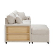 Homelagance 9630BE*2LC2R Pompano Beige Sectional Sofa Chaise w/ Pull Out, Storage Chaise, Charging Ports