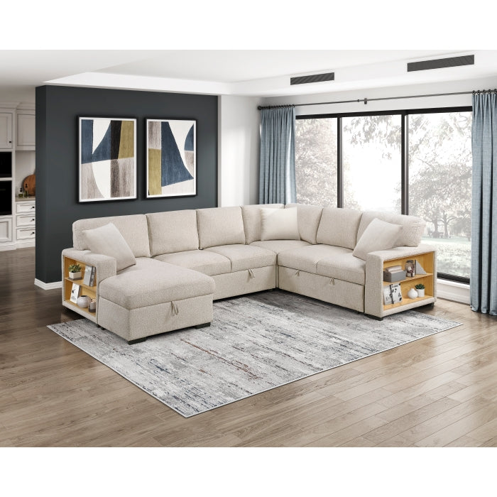 Homelegance 9630BE*4LC2R Pompano Beige Sectional with Left Chaise