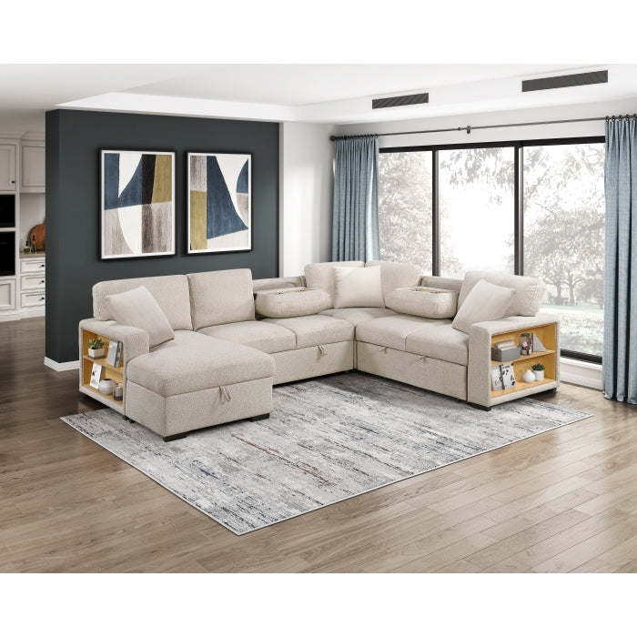 Homelegance 9630BE*4LC2R Pompano Beige Sectional with Left Chaise