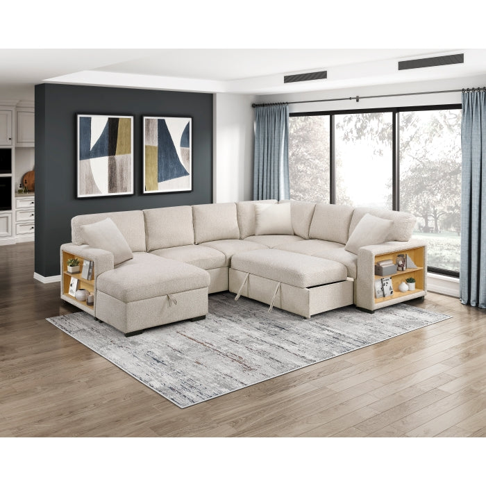 Homelegance 9630BE*4LC2R Pompano Beige Sectional with Left Chaise