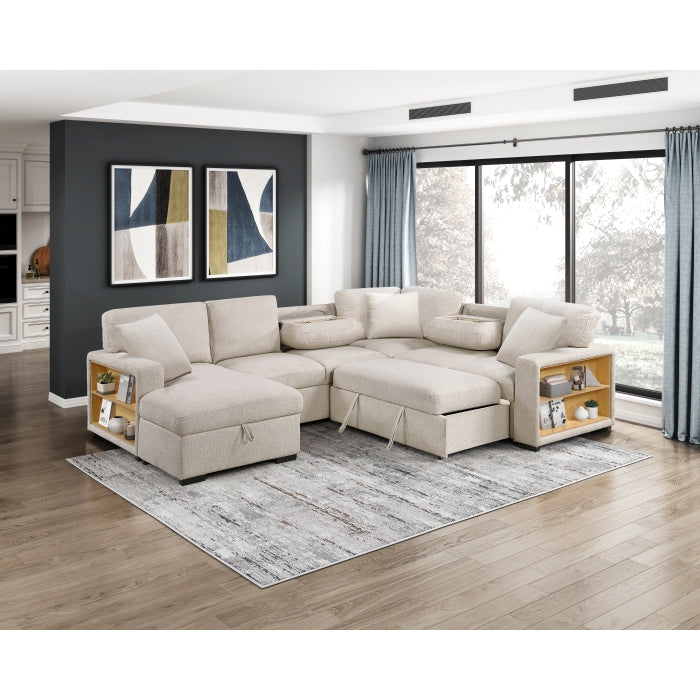 Homelegance 9630BE*4LC2R Pompano Beige Sectional with Left Chaise