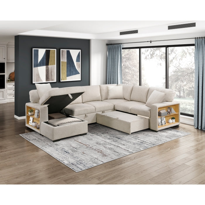 Homelegance 9630BE*4LC2R Pompano Beige Sectional with Left Chaise