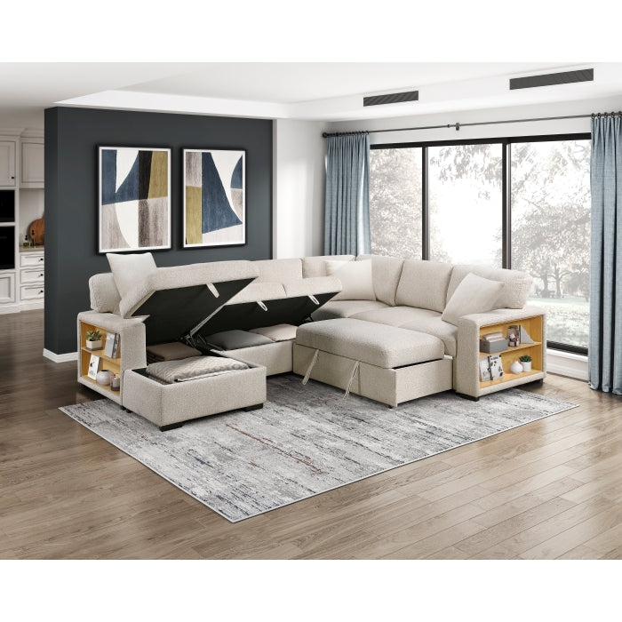 Homelegance 9630BE*4LC2R Pompano Beige Sectional with Left Chaise