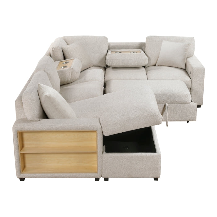 Homelegance 9630BE*4LC2R Pompano Beige Sectional with Left Chaise