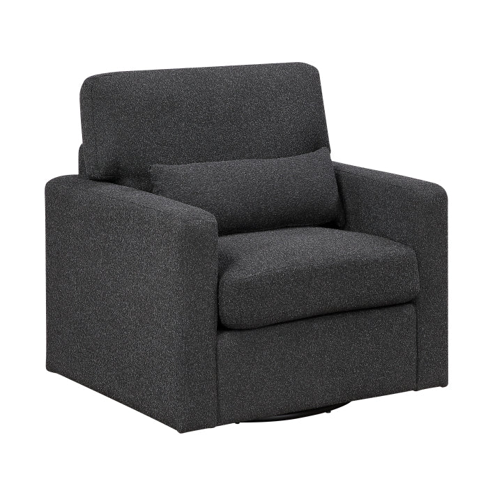 Homelegance 9630BK-1SW Pompano Black Swivel Chair w/ Pillow