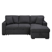 Homelegance 9630BK*22LRC Pompano Black Pull Out Sofa Chaise w/ Right Side Facing Chaise & Side Shelf Storage