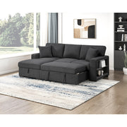 Homelegance 9630BK*2LC2R Pompano Black Pull Out Sofa w/ Left Side Facing Chaise & Side Shelf Storage