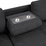 Homelegance 9630BK*2LC2R Pompano Black Pull Out Sofa w/ Left Side Facing Chaise & Side Shelf Storage