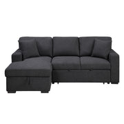 Homelegance 9630BK*2LC2R Pompano Black Pull Out Sofa w/ Left Side Facing Chaise & Side Shelf Storage