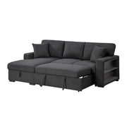 Homelegance 9630BK*2LC2R Pompano Black Pull Out Sofa w/ Left Side Facing Chaise & Side Shelf Storage