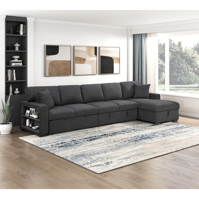 Homelegance 9630BK*32LRC Pompano Black Long Sofa Chaise Sectional