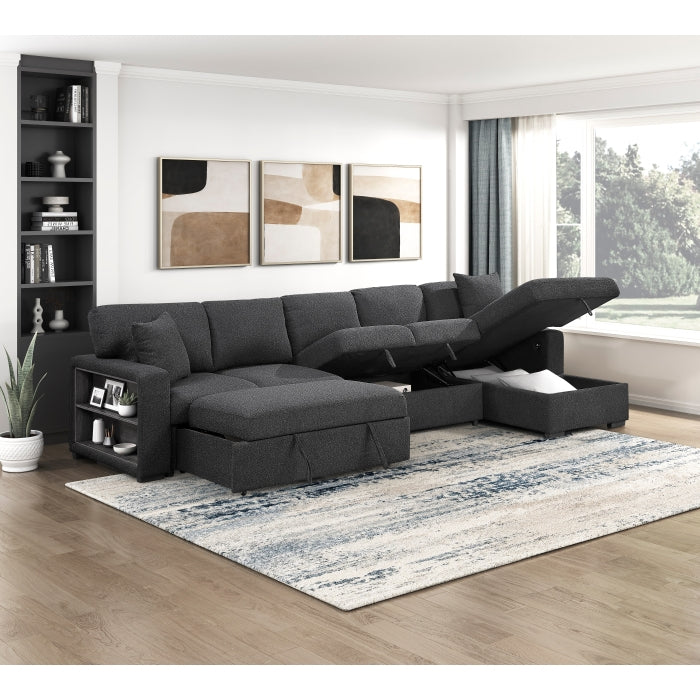 Homelegance 9630BK*32LRC Pompano Black Long Sofa Chaise Sectional
