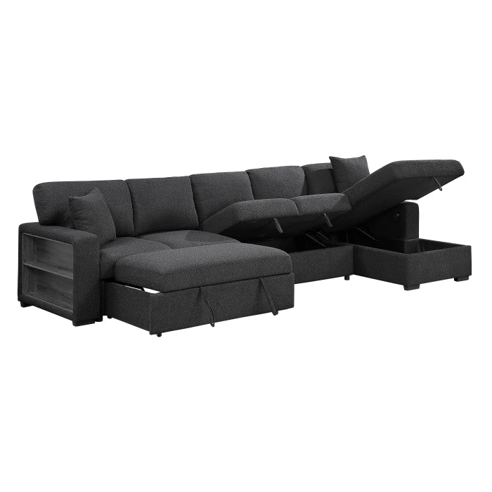 Homelegance 9630BK*32LRC Pompano Black Long Sofa Chaise Sectional