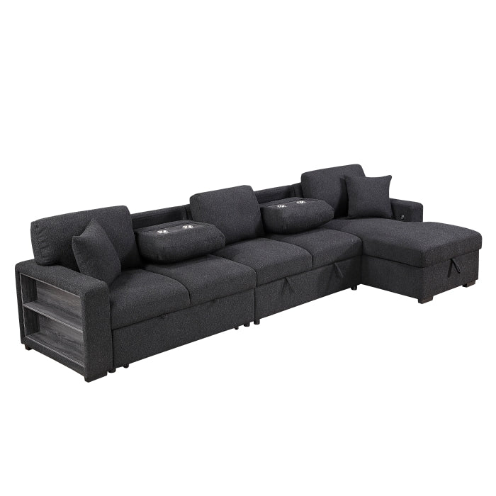 Homelegance 9630BK*32LRC Pompano Black Long Sofa Chaise Sectional