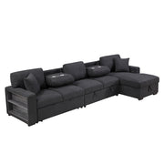 Homelegance 9630BK*32LRC Pompano Black Long Sofa Chaise Sectional