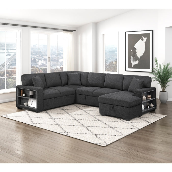 Homelegance 9630BK*42LRC Pompano Black Sectional with Right Chaise