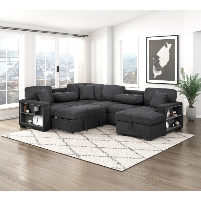Homelegance 9630BK*42LRC Pompano Black Sectional with Right Chaise