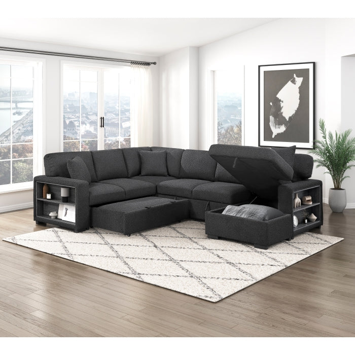 Homelegance 9630BK*42LRC Pompano Black Sectional with Right Chaise